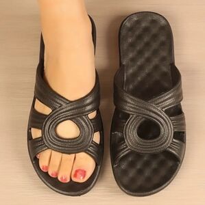 EVA Pool Slides Soft Flexible Beach Gym Shower Poolside Sandals, Black